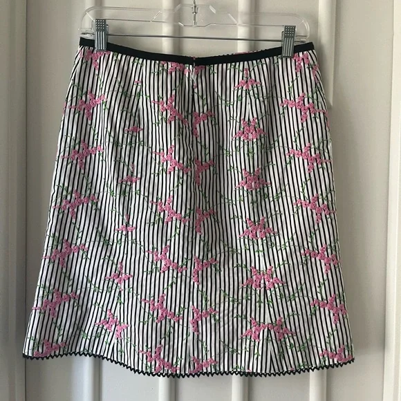 Nanette Lepore Embroidered Floral Striped Mini Skirt - Picture 5 of 7